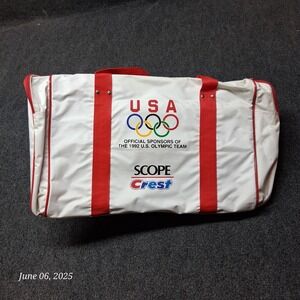 Vintage 1992 USA Olympic White Duffle Bag SCOPE Crest